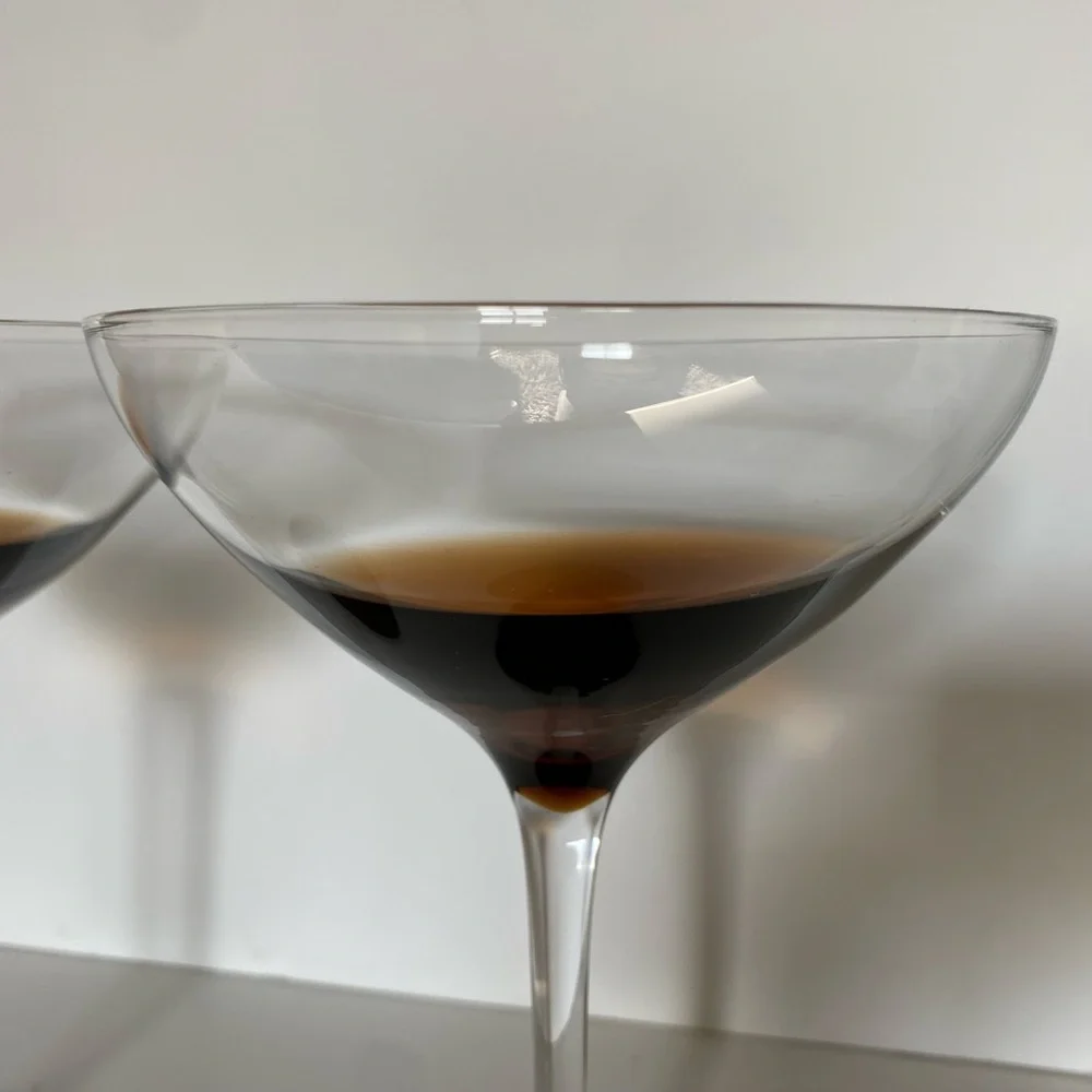 Pier 1 Martini Glasses Elemental Handblown Brown Amber Set of 2 Expresso EUC
